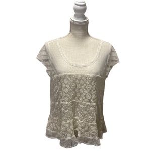 American Eagle Outfitters Floral Lace Short Sleeve Top